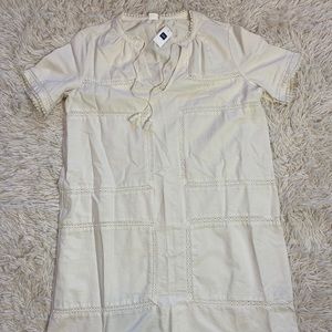 GAP Boho Chic Ivory Box Shape Dress w/ tassels